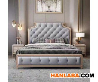 美式轻奢双人床现代美式大床家用欧式婚床实木卧室家具