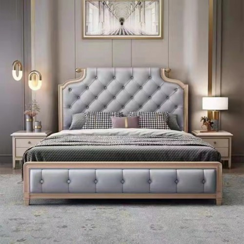 美式轻奢双人床现代美式大床家用欧式婚床实木卧室家具